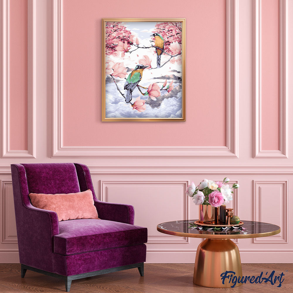 Paint by numbers | Birds on branches in the high altitude mountains | animals advanced new arrivals birds | Figured'Art