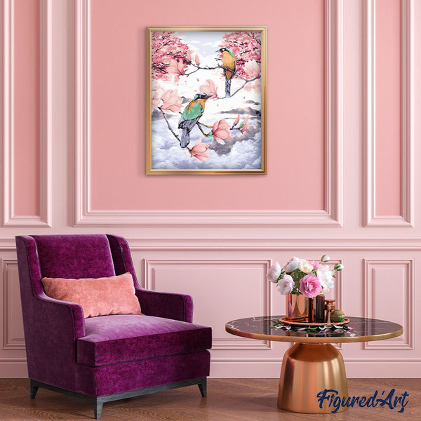 Paint by numbers | Birds on branches in the high altitude mountains | animals advanced new arrivals birds | Figured'Art