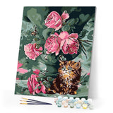 Paint by Numbers - Bouquet of roses and cat