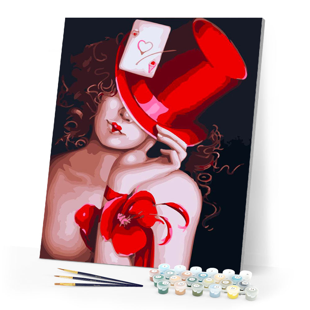 Paint by numbers | Sexy woman with red hat | women intermediate new arrivals nude portrait | Figured'Art