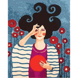 Paint by numbers | Woman with red circle | women intermediate new arrivals portrait | Figured'Art