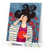 Paint by numbers | Woman with red circle | women intermediate new arrivals portrait | Figured'Art