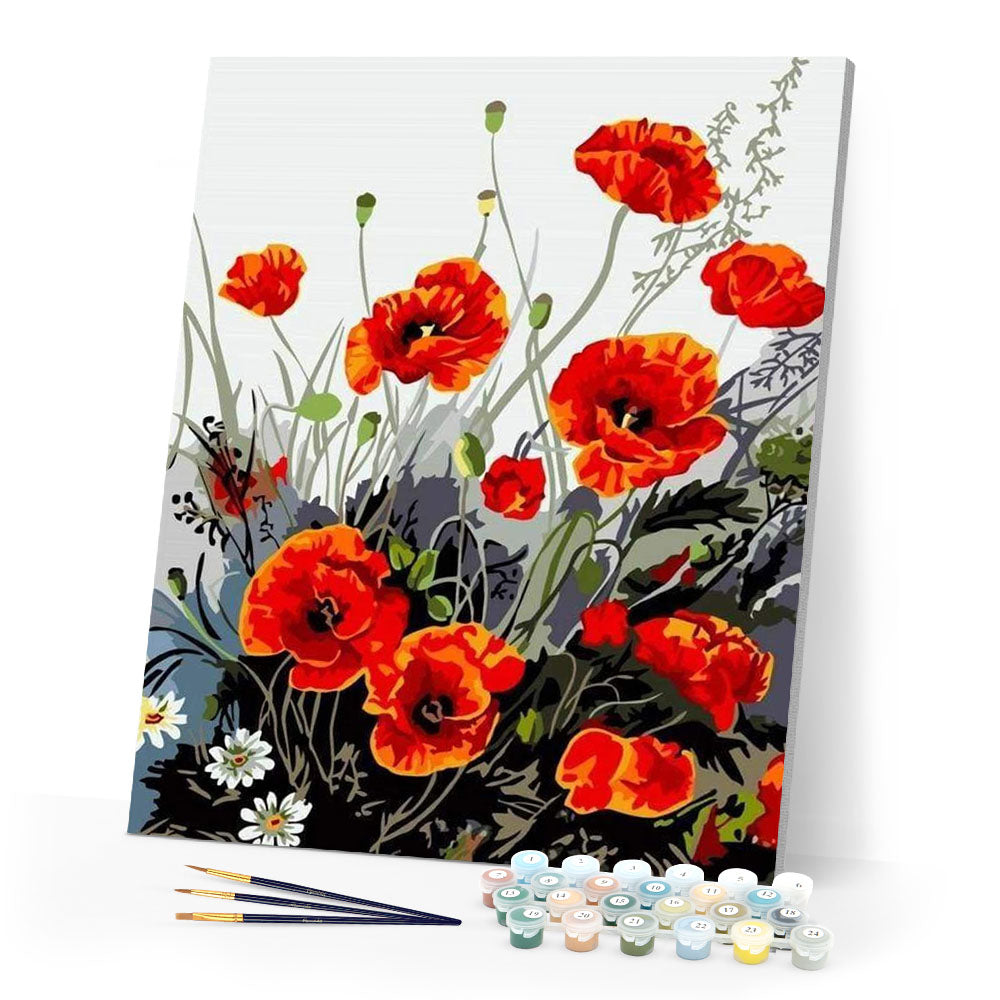 安い Paint by Figured'Art – Poppy Red - numbers 絵画