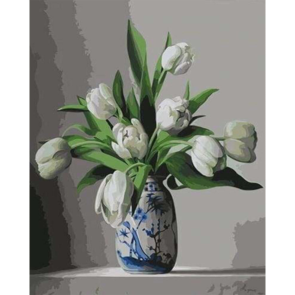 paint by numbers | White Tulips | easy flowers | FiguredArt