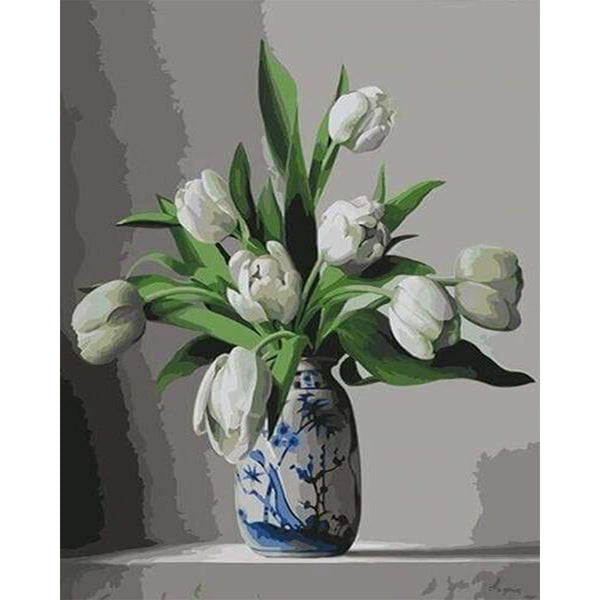 paint by numbers | White Tulips | easy flowers | FiguredArt