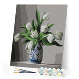 paint by numbers | White Tulips | easy flowers | FiguredArt
