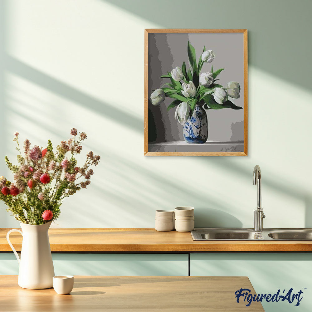 paint by numbers | White Tulips | easy flowers | FiguredArt