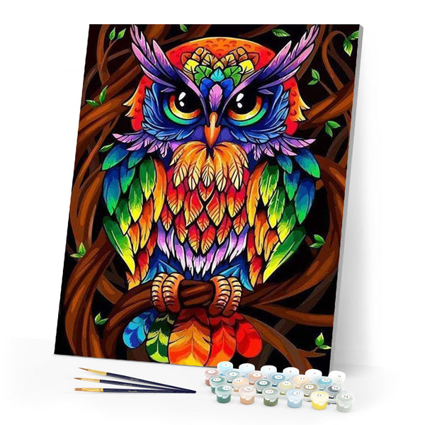 paint by numbers | Colorful Owl | animals easy owls Pop Art | FiguredArt