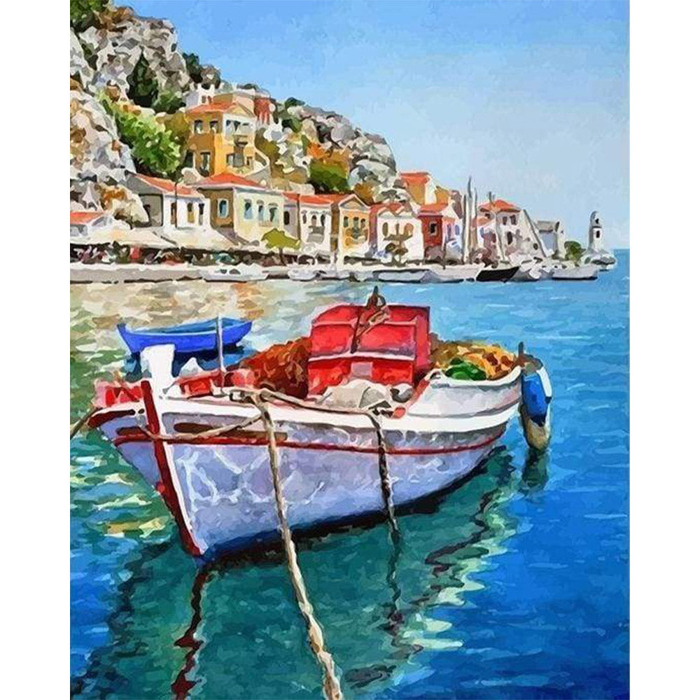 paint by numbers | Boat moored at the Port | advanced cities | FiguredArt