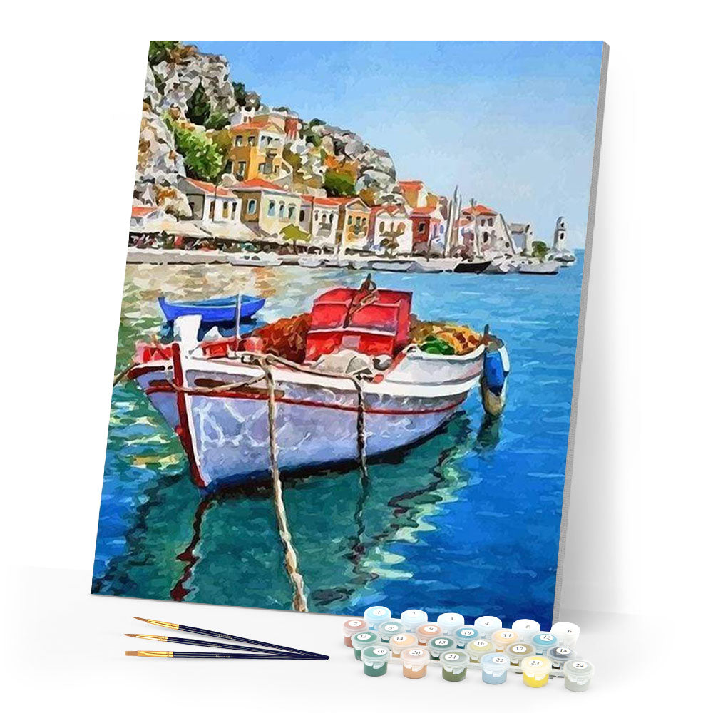 paint by numbers | Boat moored at the Port | advanced cities | FiguredArt