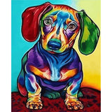 paint by numbers | Dog Color Red and Green Ears | animals dogs easy Pop Art | FiguredArt