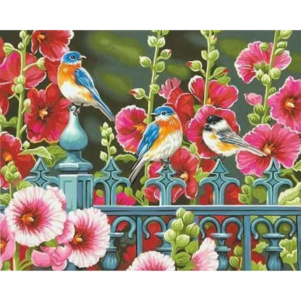 paint by numbers | Birds on Railings | animals birds flowers intermediate | FiguredArt