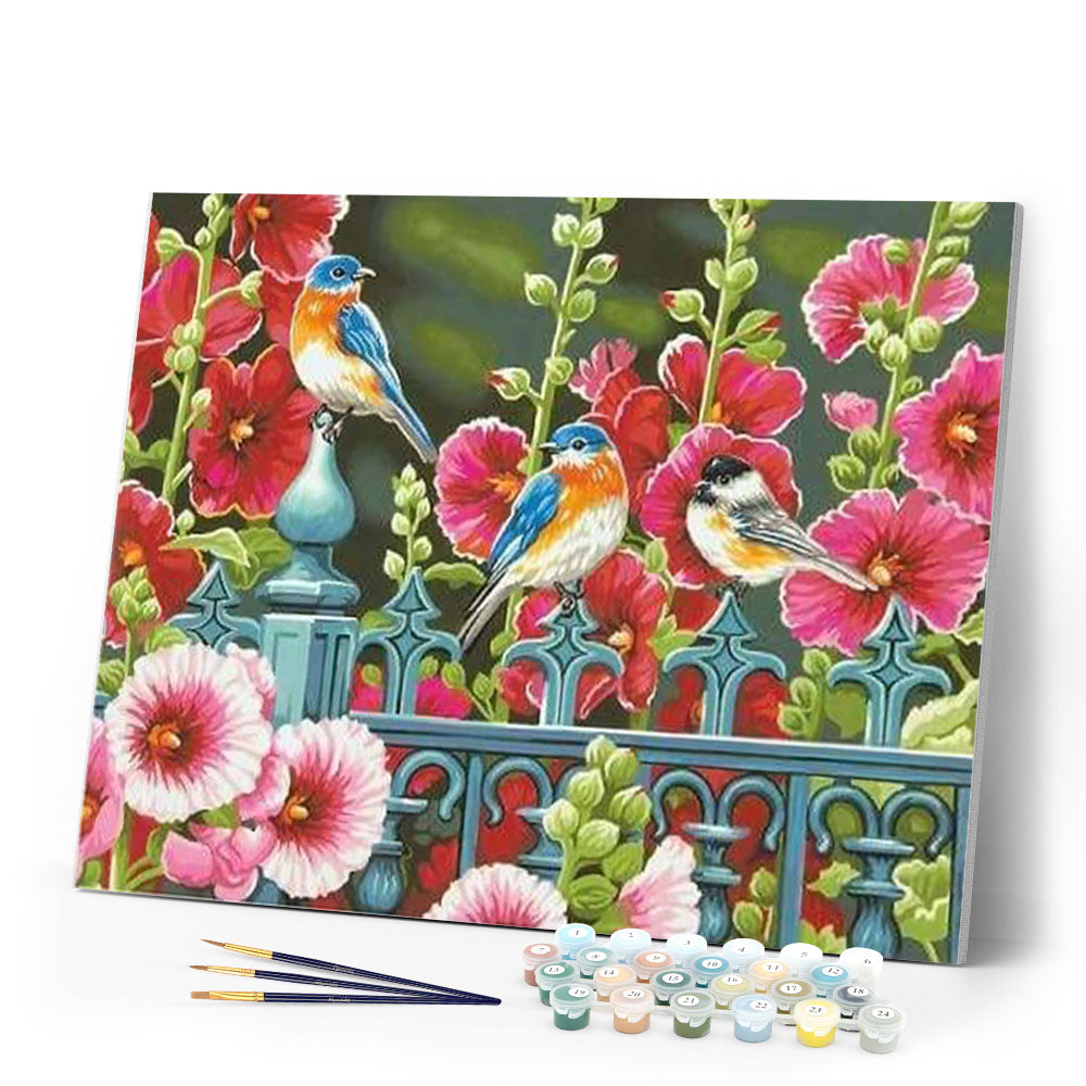 paint by numbers | Birds on Railings | animals birds flowers intermediate | FiguredArt