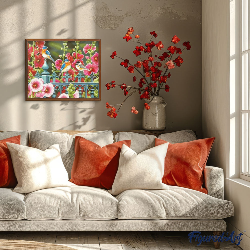 paint by numbers | Birds on Railings | animals birds flowers intermediate | FiguredArt