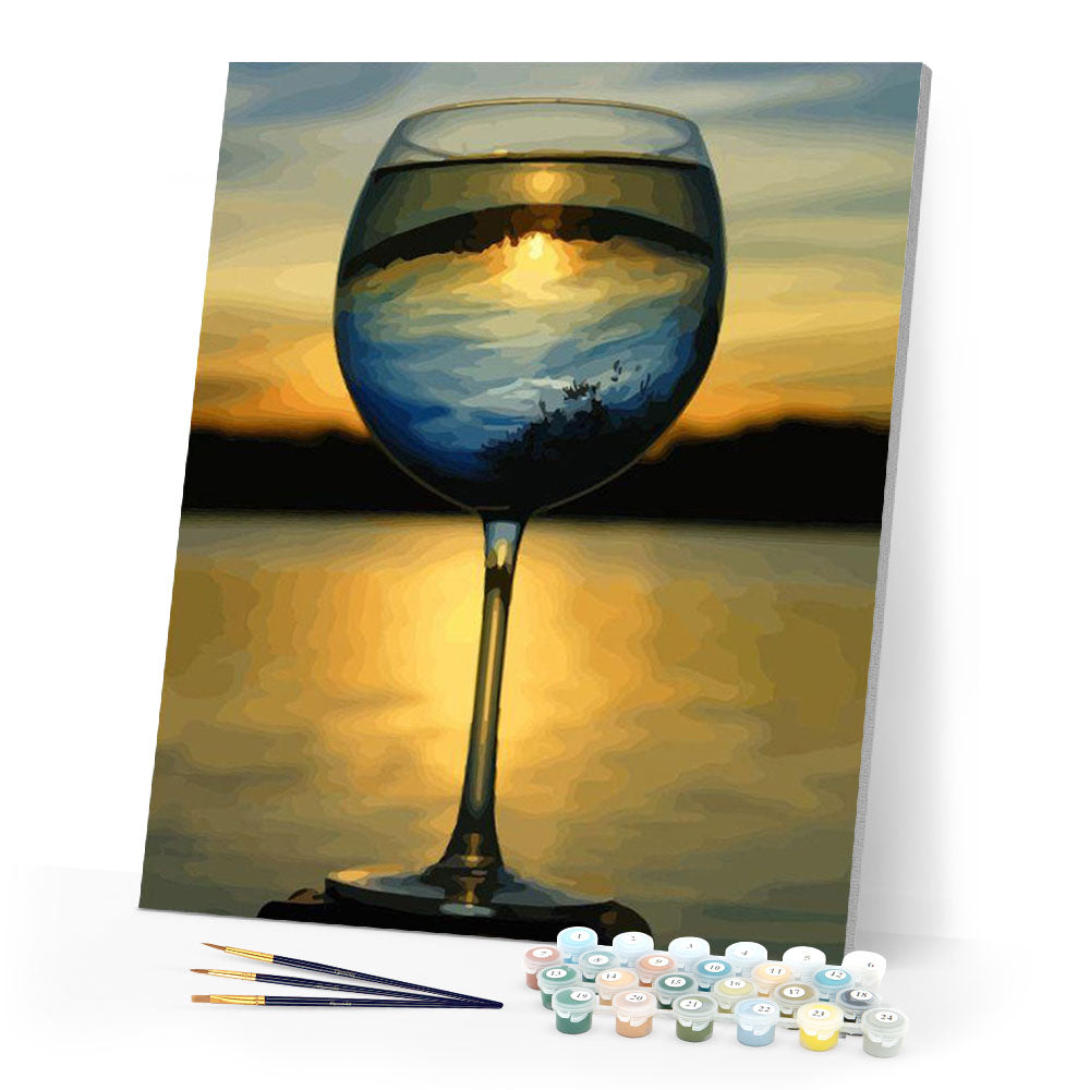 paint by numbers | Wine Glass and Nice View | intermediate landscapes new arrivals | FiguredArt