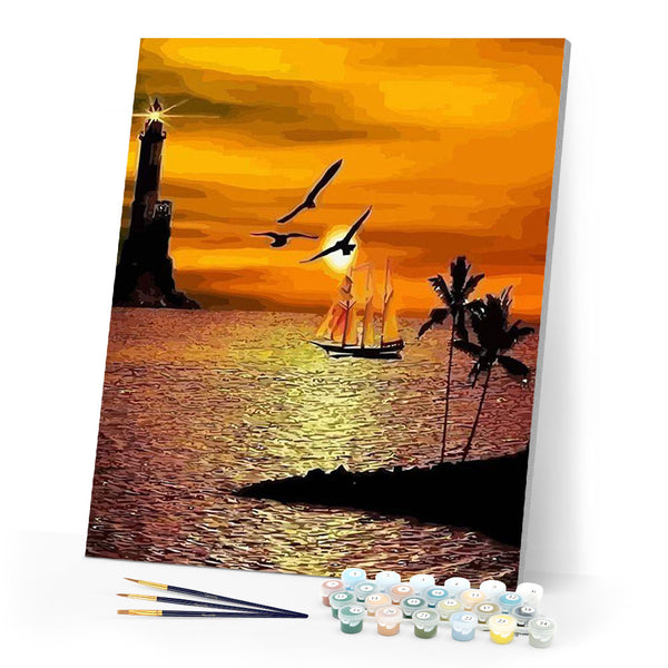paint by numbers | Sunset by the Sea | advanced landscapes new arrivals | FiguredArt