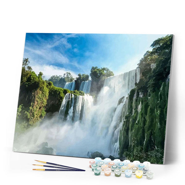 paint by numbers | Big Waterfall in the Forest | advanced landscapes new arrivals | FiguredArt