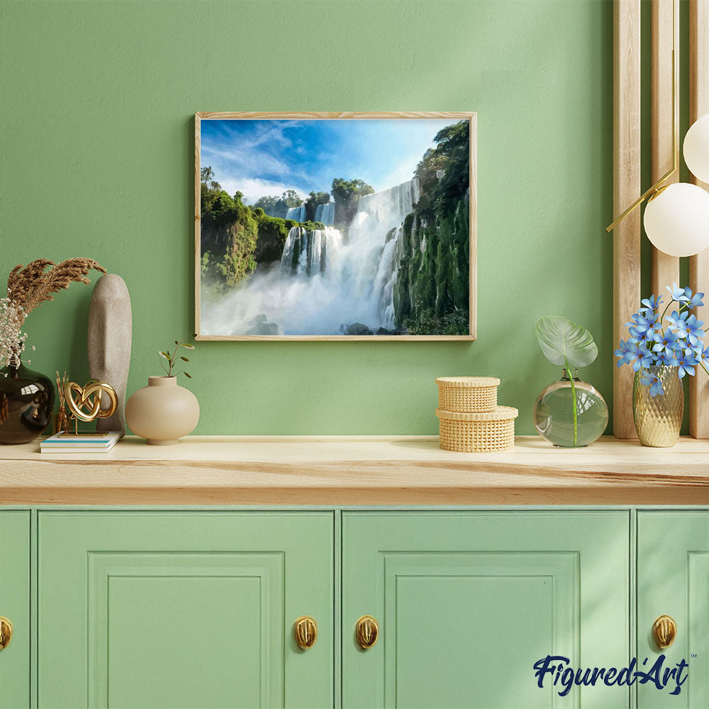 paint by numbers | Big Waterfall in the Forest | advanced landscapes new arrivals | FiguredArt