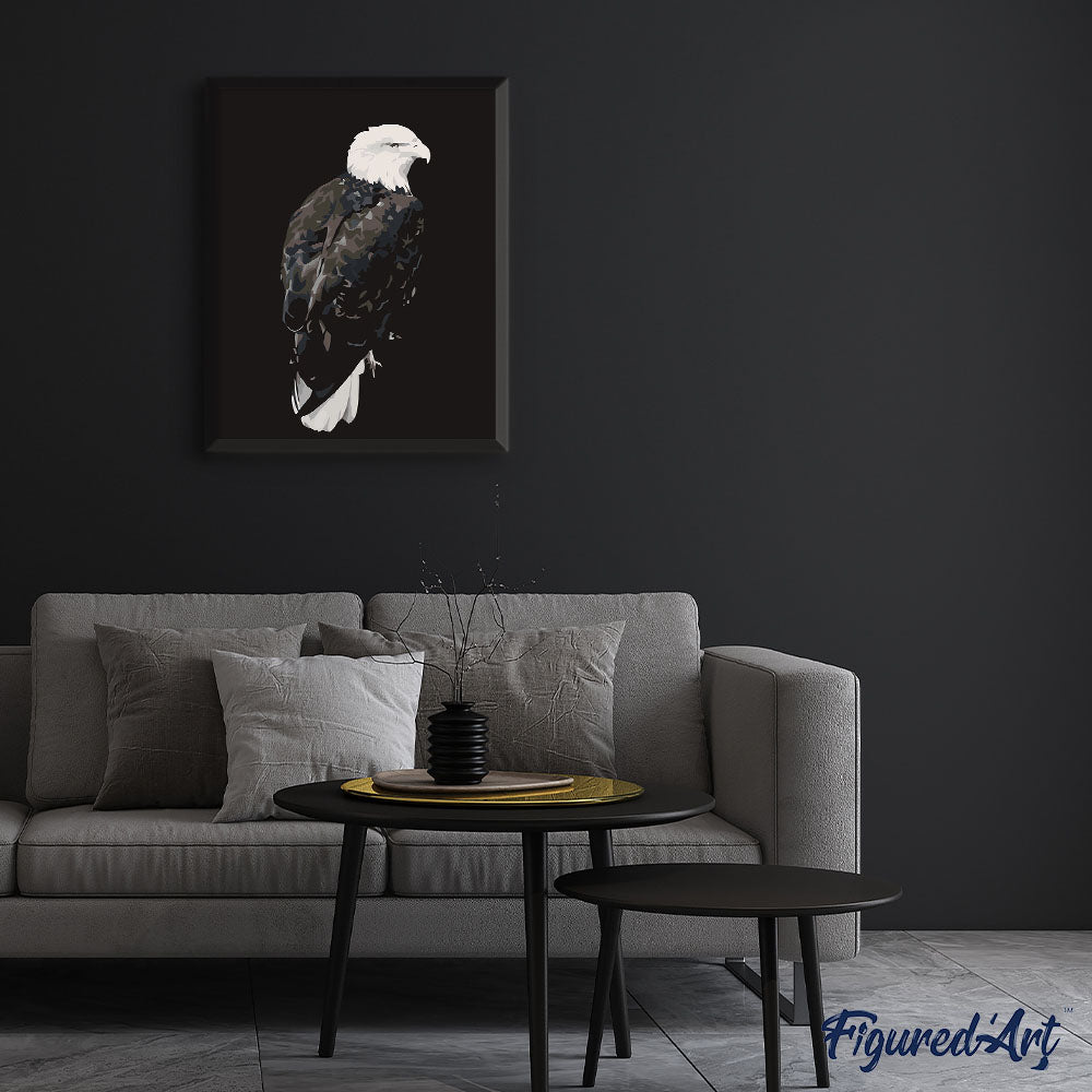 paint by numbers | Big Eagle White and Black | animals birds eagles intermediate new arrivals | FiguredArt