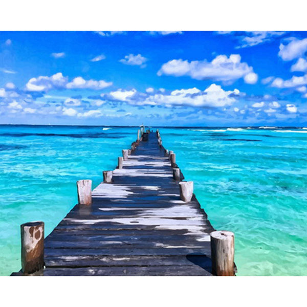 paint by numbers | Pontoon in Paradise Beach | advanced landscapes new arrivals | FiguredArt