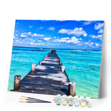 paint by numbers | Pontoon in Paradise Beach | advanced landscapes new arrivals | FiguredArt