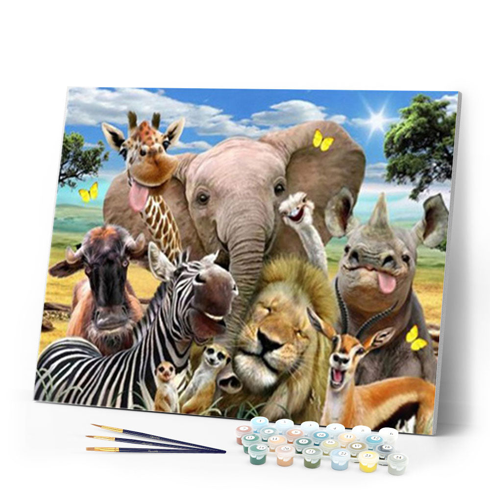 paint by numbers | African Animals | advanced animals elephants giraffes zebras | FiguredArt