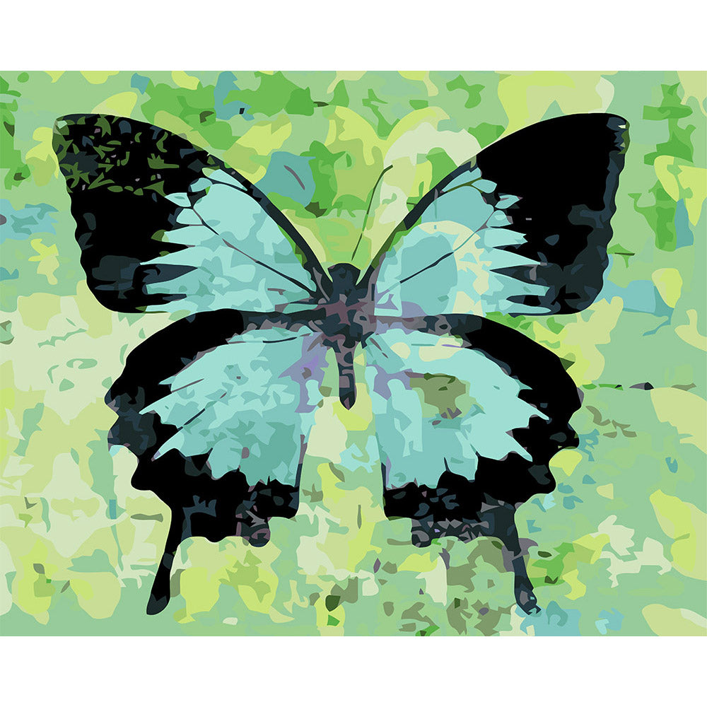 paint by numbers | Butterfly Green and Black | advanced animals butterflies new arrivals | FiguredArt