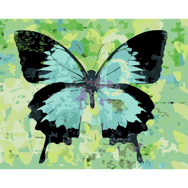 paint by numbers | Butterfly Green and Black | advanced animals butterflies new arrivals | FiguredArt
