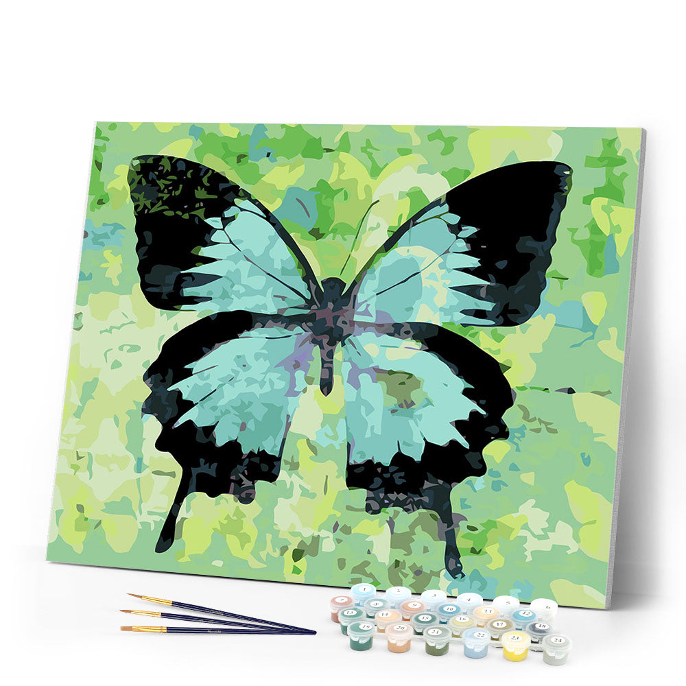paint by numbers | Butterfly Green and Black | advanced animals butterflies new arrivals | FiguredArt