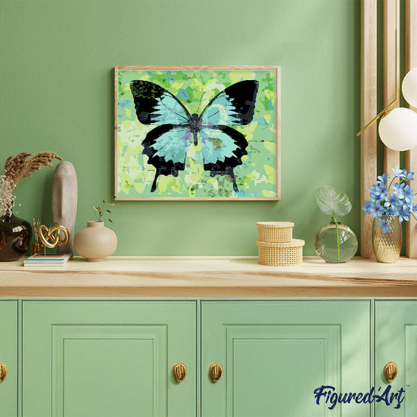 paint by numbers | Butterfly Green and Black | advanced animals butterflies new arrivals | FiguredArt