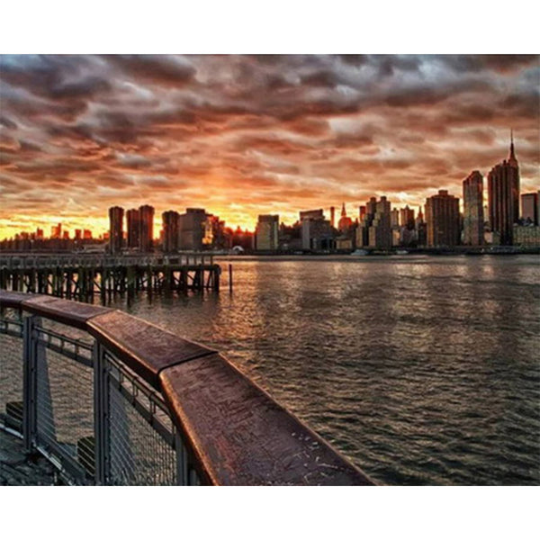 paint by numbers | American City near the Water | advanced cities | FiguredArt