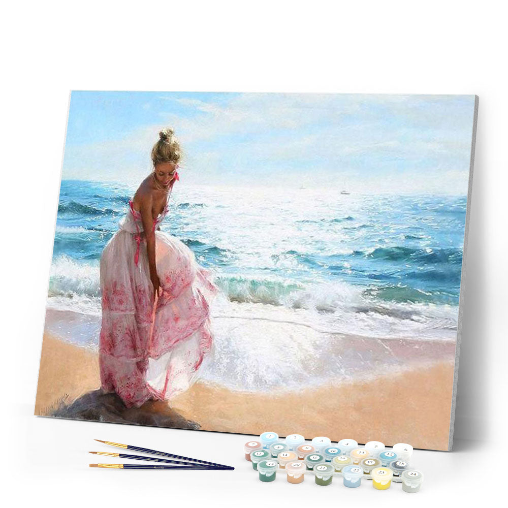 paint by numbers | Pretty Woman on the Beach | advanced landscapes new arrivals romance | FiguredArt
