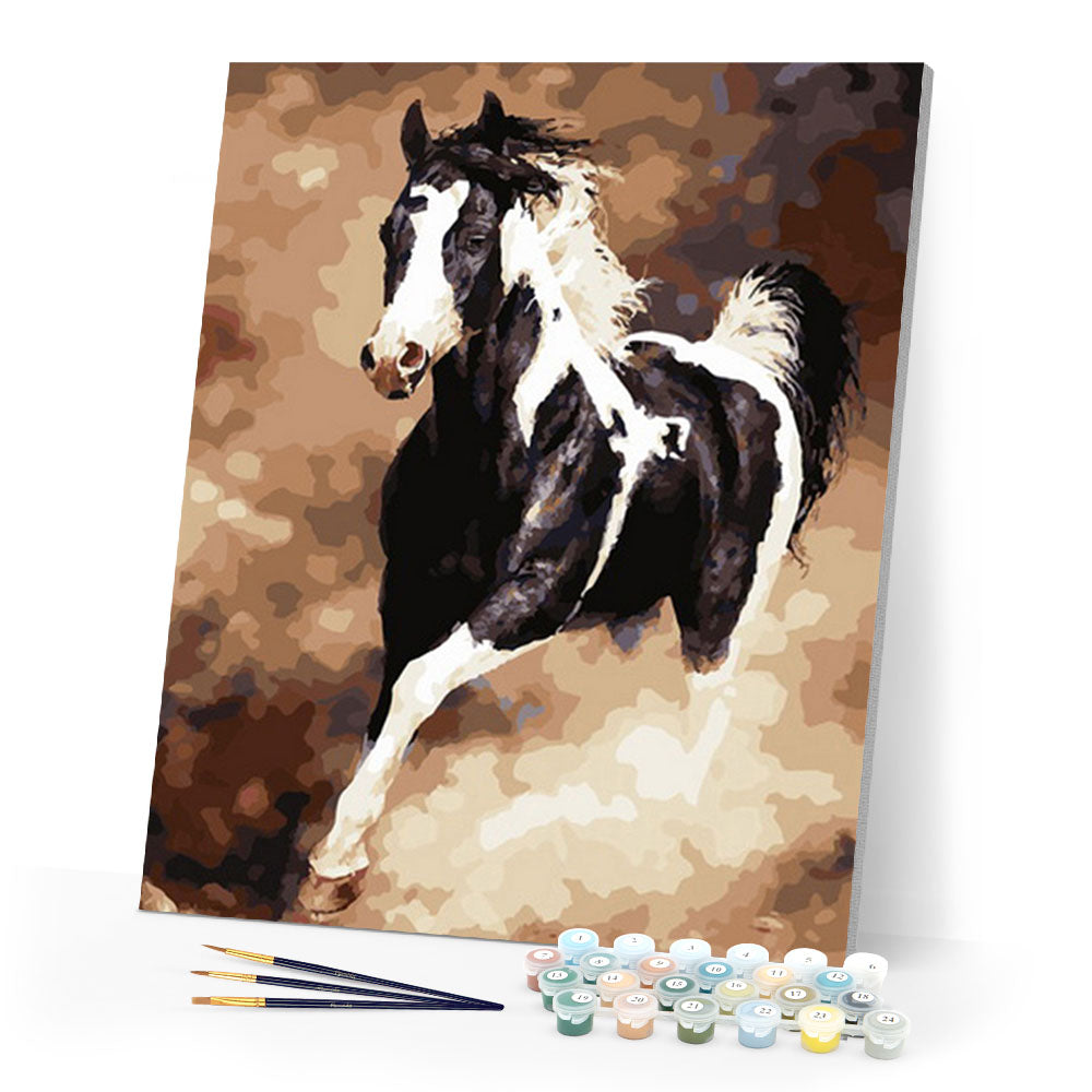 paint by numbers | Big Horse Black and White | animals easy horses new arrivals | FiguredArt