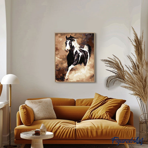 paint by numbers | Big Horse Black and White | animals easy horses new arrivals | FiguredArt