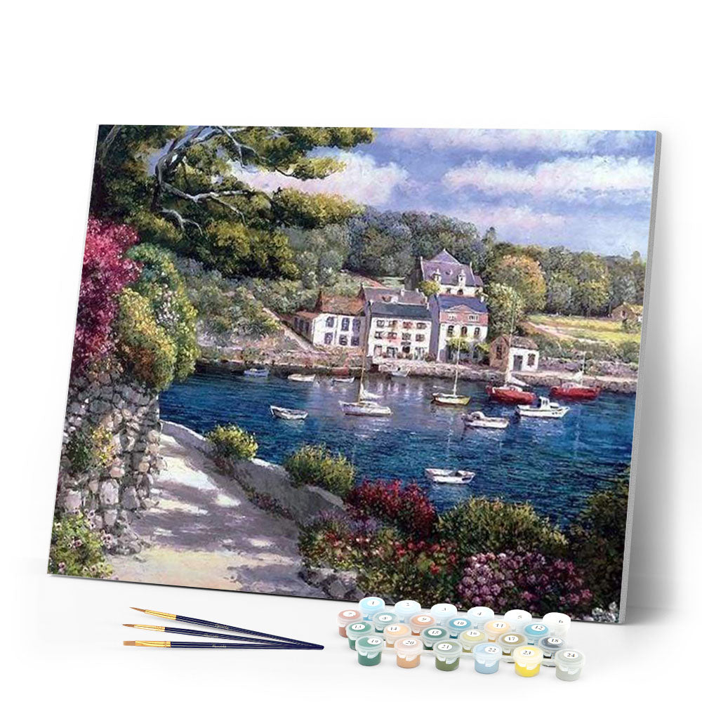 paint by numbers | Boats on the Mediterranean sea | advanced landscapes ships and boats | FiguredArt