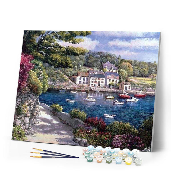 paint by numbers | Boats on the Mediterranean sea | advanced landscapes ships and boats | FiguredArt