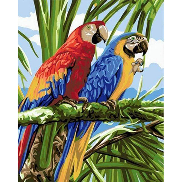 paint by numbers | Parrots in the Tropics | animals birds easy parrots | FiguredArt