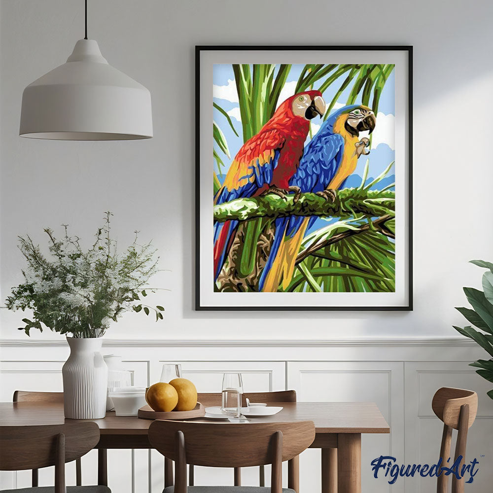 paint by numbers | Parrots in the Tropics | animals birds easy parrots | FiguredArt