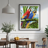 paint by numbers | Parrots in the Tropics | animals birds easy parrots | FiguredArt