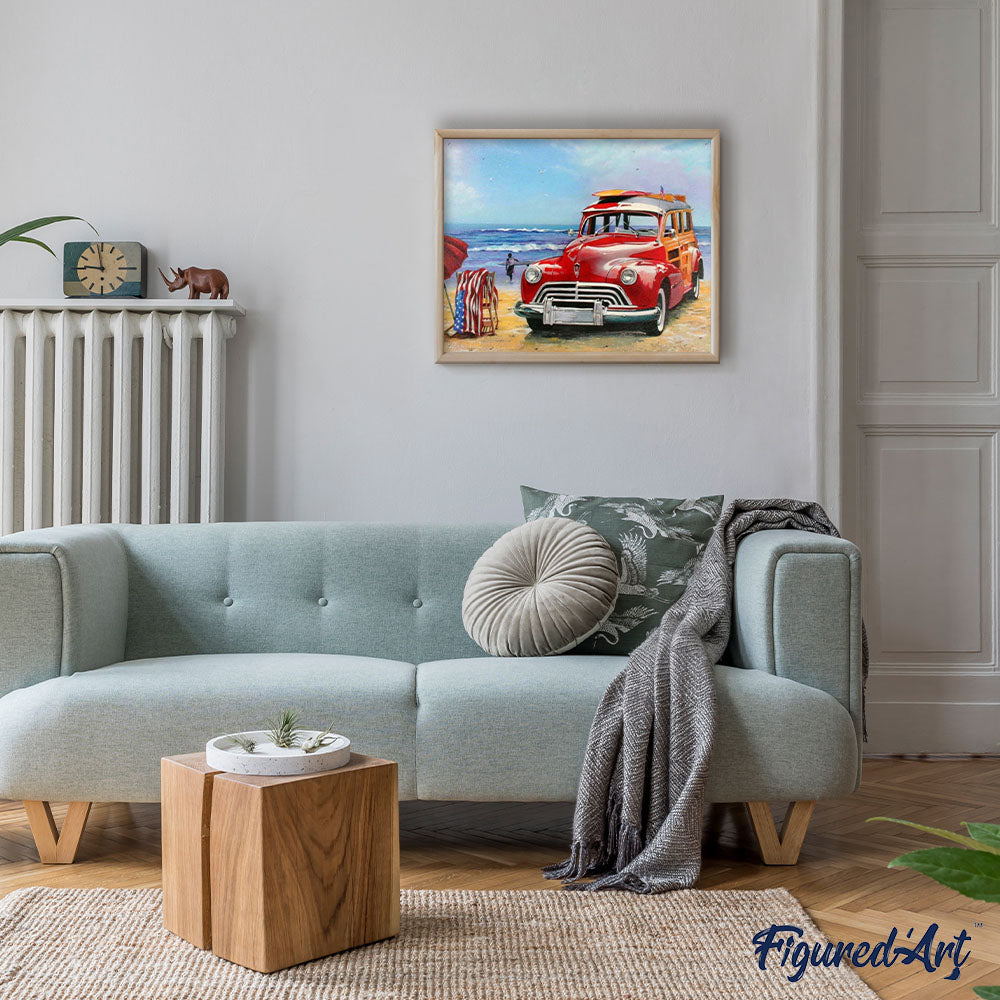 paint by numbers | Car at the Beach | cars and motos intermediate | FiguredArt