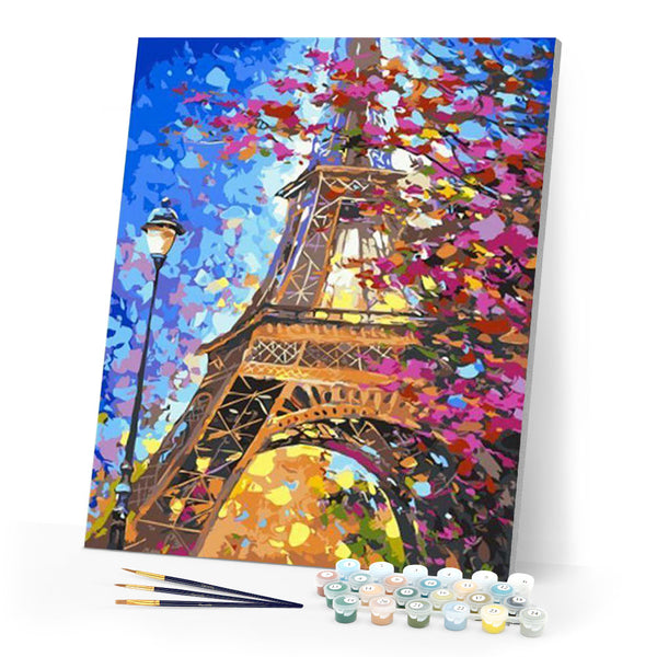 paint by numbers | eiffel tower in spring season | new arrivals cities romance advanced | FiguredArt