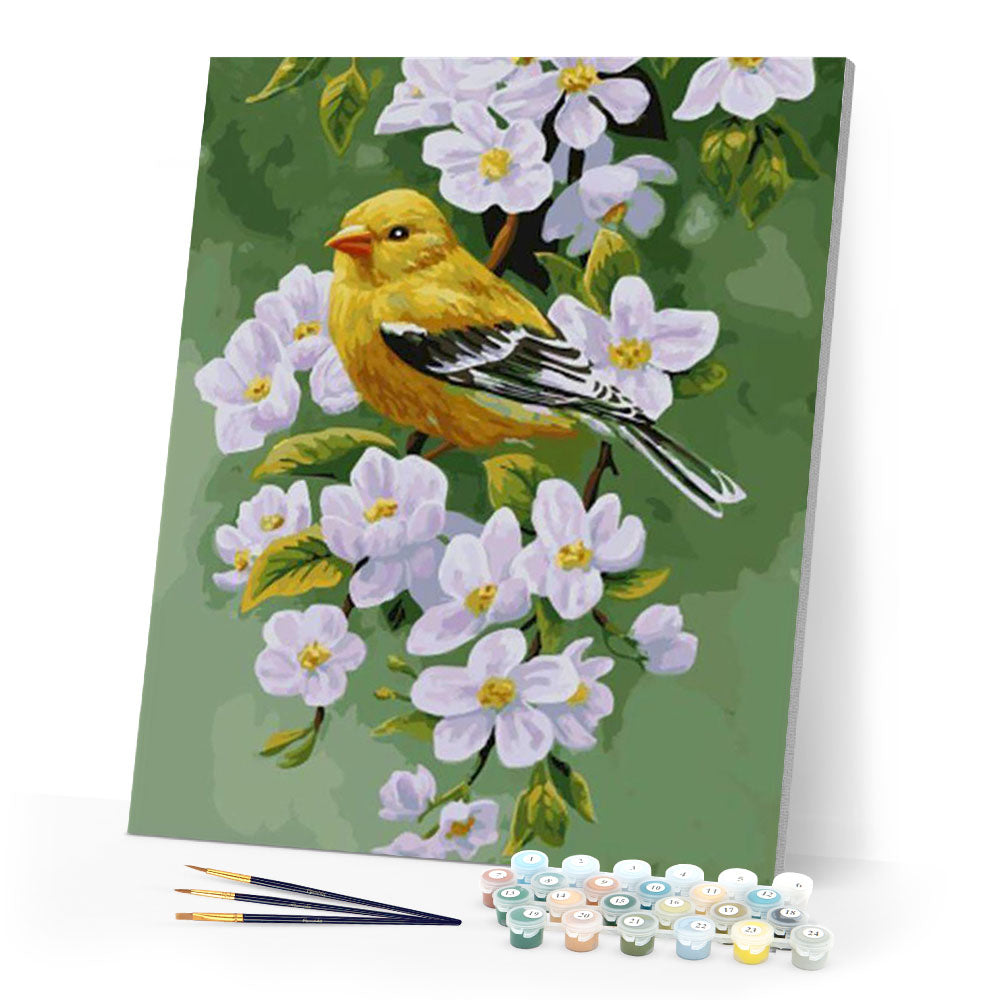 paint by numbers | bird on a flowering branch | new arrivals animals birds flowers easy | FiguredArt