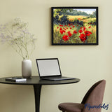 paint by numbers | field of poppies in the countryside | new arrivals landscapes flowers intermediate | FiguredArt