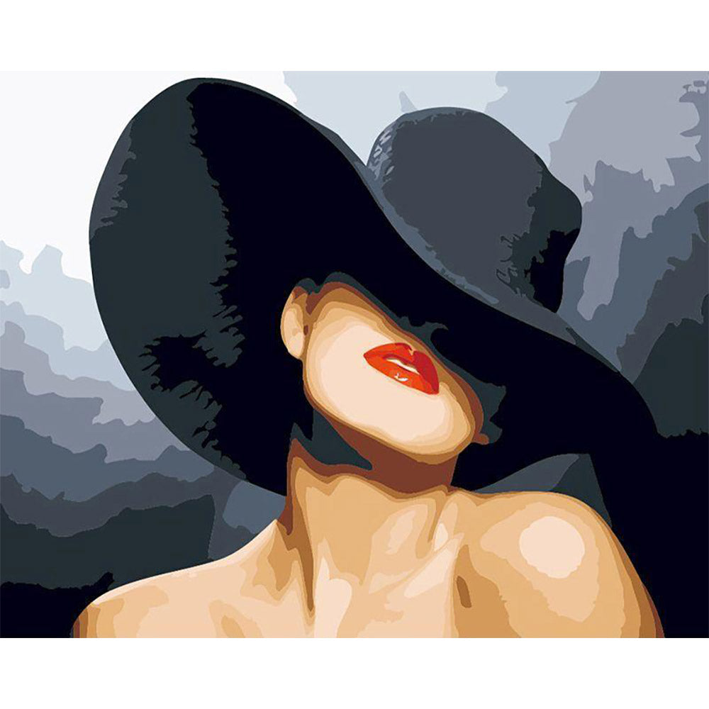 paint by numbers | woman wearing a black hat | new arrivals romance portrait easy | FiguredArt