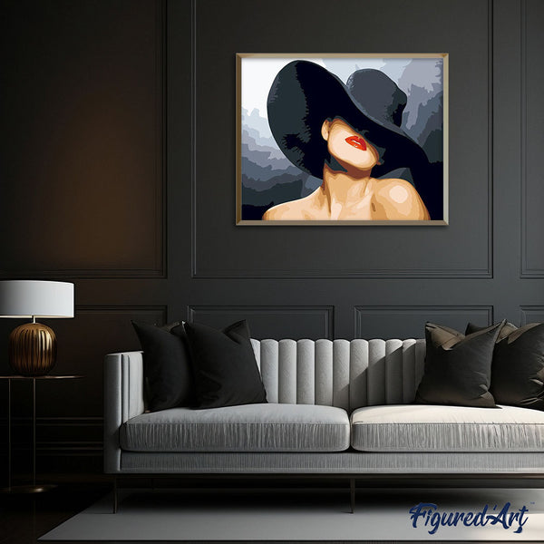 paint by numbers | woman wearing a black hat | new arrivals romance portrait easy | FiguredArt