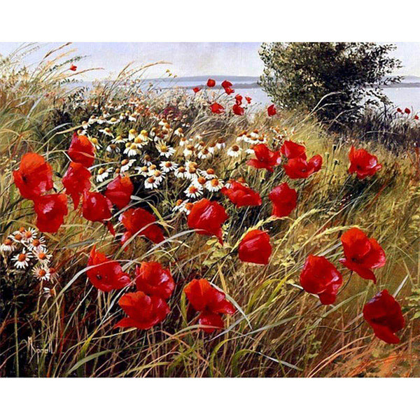 paint by numbers | wild flowers in the countryside | new arrivals landscapes flowers advanced | FiguredArt