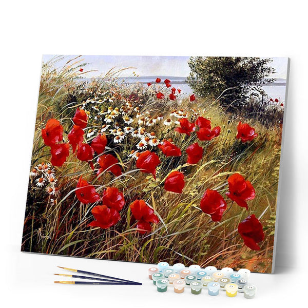 paint by numbers | wild flowers in the countryside | new arrivals landscapes flowers advanced | FiguredArt