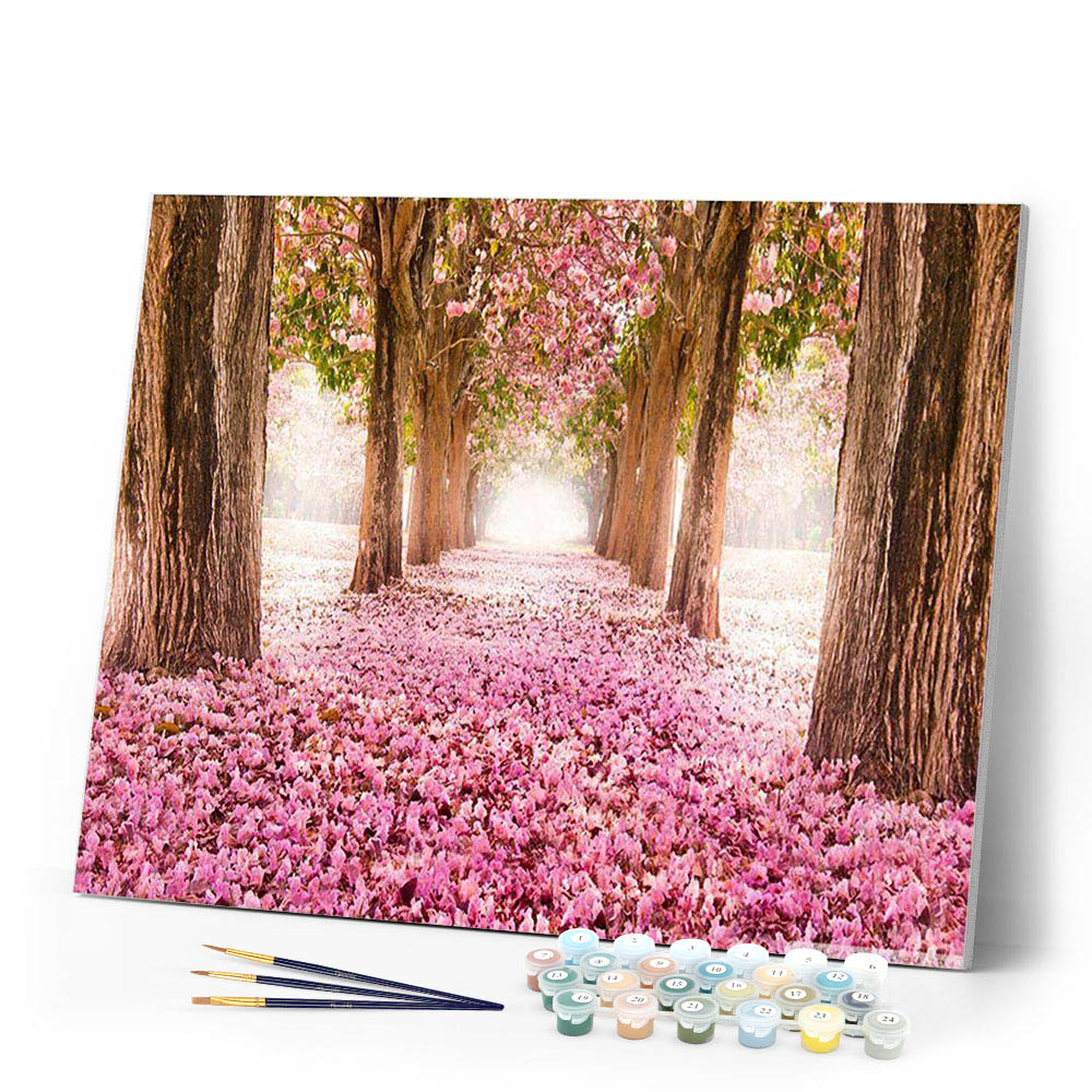 paint by numbers | beautiful walkway lined with trees | new arrivals landscapes forest advanced | FiguredArt