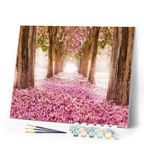paint by numbers | beautiful walkway lined with trees | new arrivals landscapes forest advanced | FiguredArt