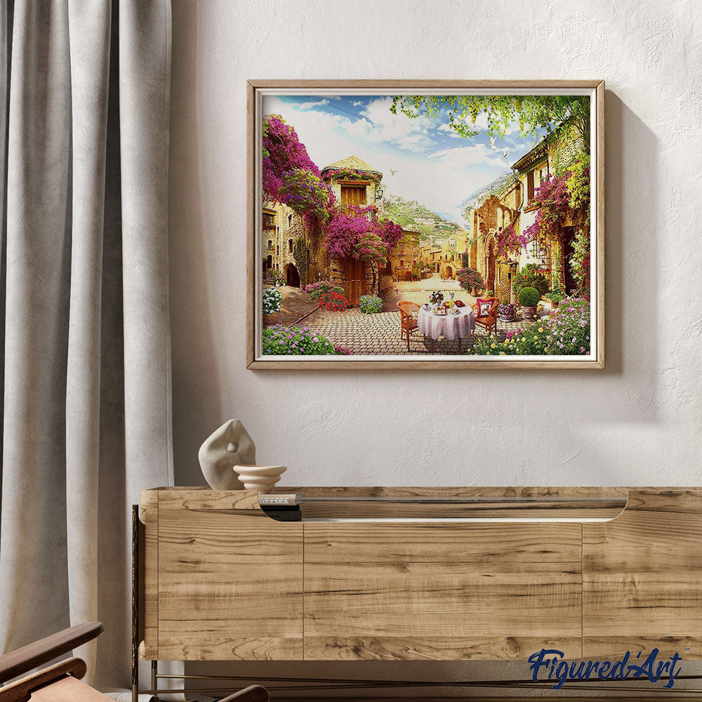 paint by numbers | breakfast in a mediterranean village | new arrivals cities landscapes advanced | FiguredArt